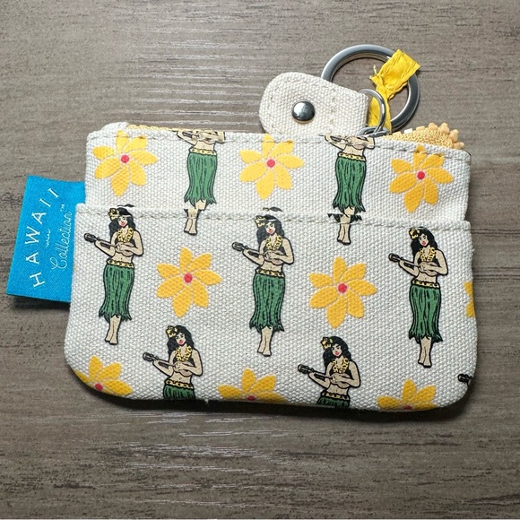 Handbags - Hawaii Collection Hula Girl Small Zipper Pouch With Key Ring Travel.